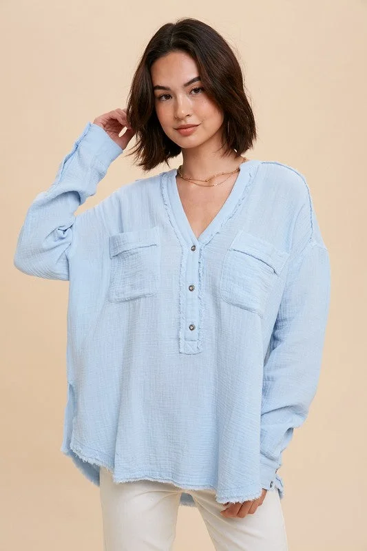 Myra Baby Blue Button Down Athletic Women's High - 