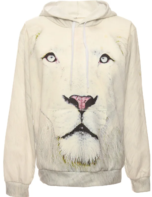 White Lion Sweatshirt - L Stylish Women's Neon
