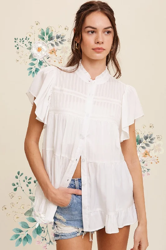 Chris Ruffle Button-down Cozy Women's Winter