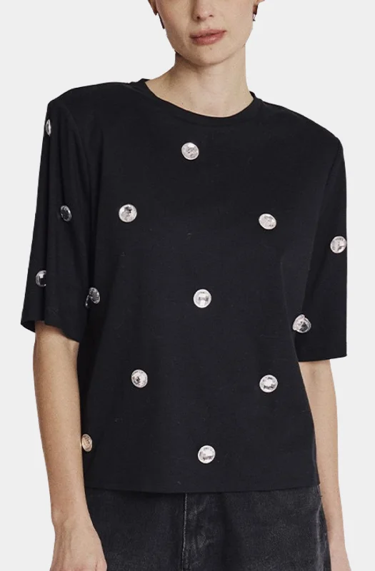 Round Neck T-Shirt With Studs Rugged Women's Outdoor 