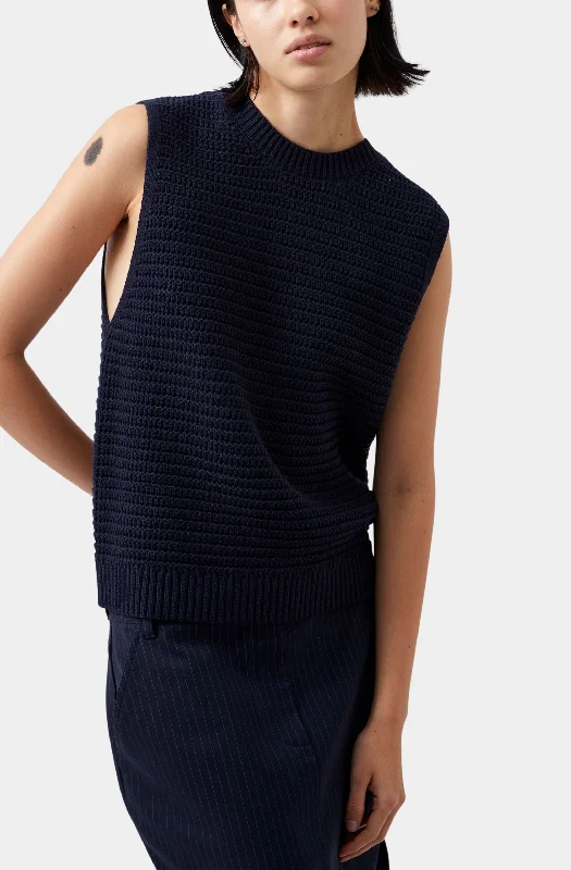 Manda Open Knit Vest Casual Women's Loose - fitting