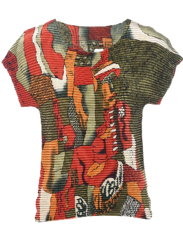 Crinkle Abstract Print Top - M Business