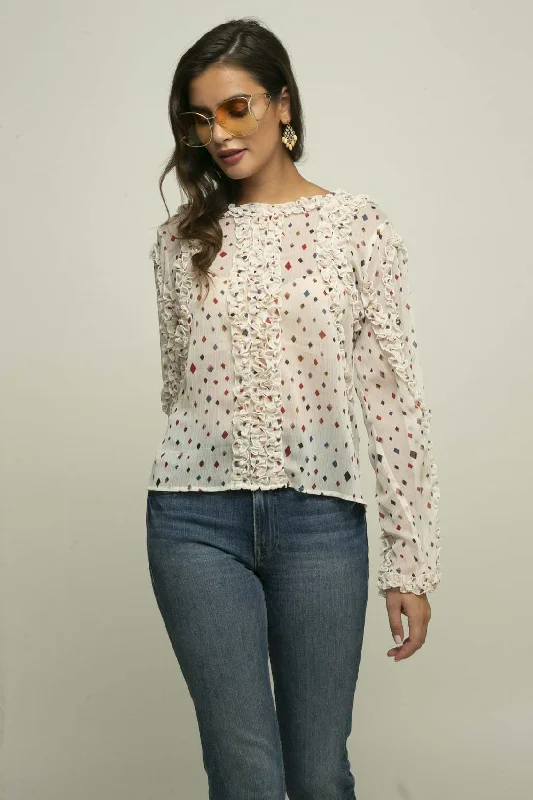Zuri Ruffled Blouse - Funfetti Confident Women's High - fashion