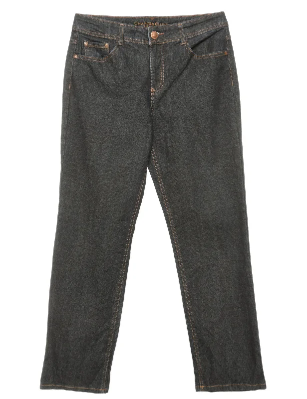 Dark Wash Zip Front Straight Fit Jeans - W32 L30 Refined Women's Classic 