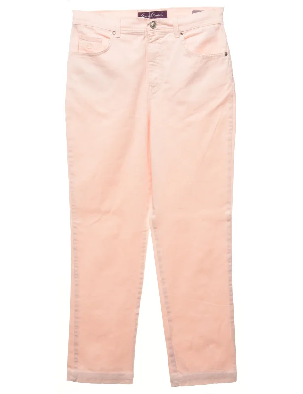 Salmon Pink Tapered Jeans - W32 L30 Relaxed Women's Beachy