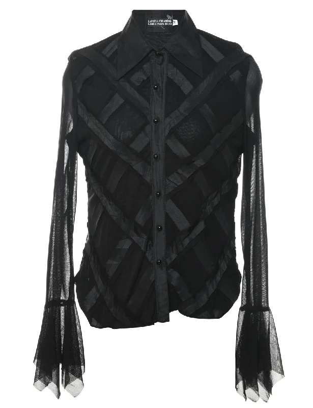 Long Sleeved Y2K Black Shirt - M Youthful Women's Pop