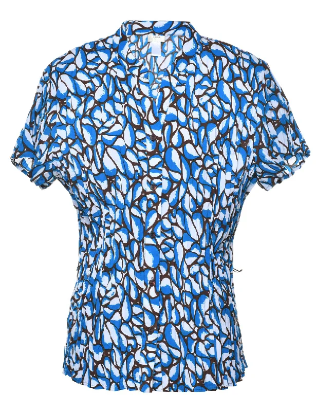Patterned Smocked Blouse - M Traditional Women's Wool