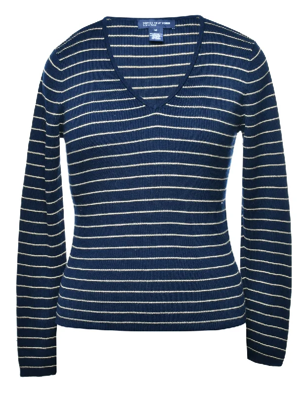 Jones New York Striped Jumper - M Monochromatic All - in - one
