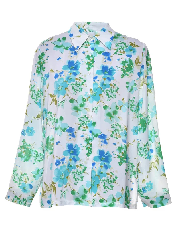 Floral Shirt - L Polished Women's Silk