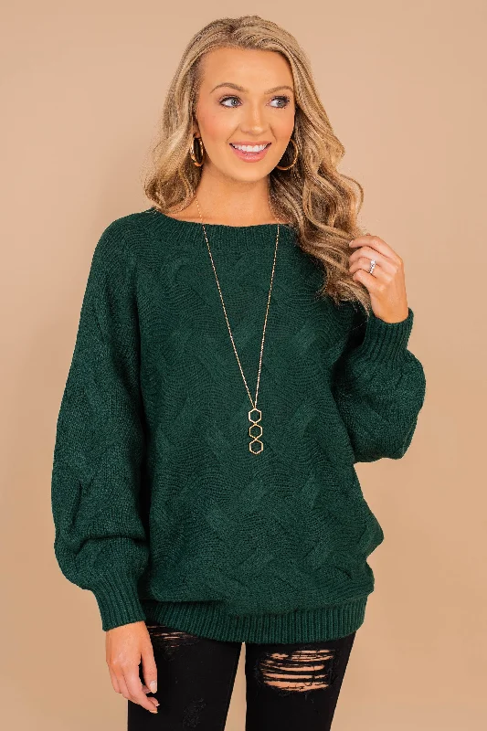 Take You Away Hunter Green Sweater Street