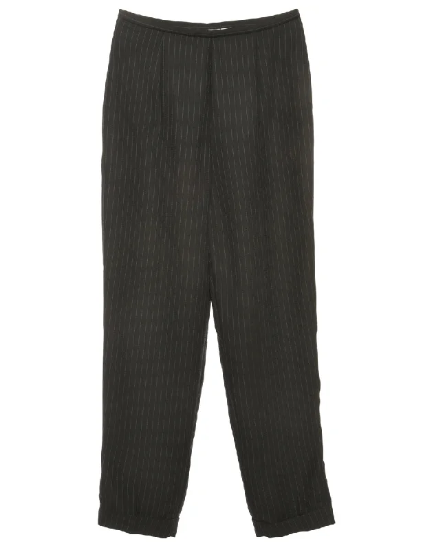 Liz Claiborne Pinstriped Black & White Trousers - W28 L30 Feminine Women's Soft 