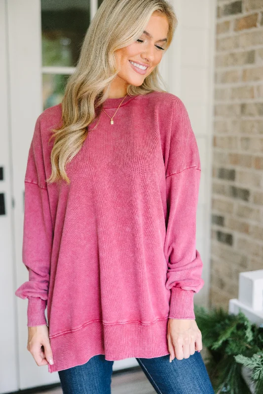 The Slouchy Wine Red Pullover Traditional Women's 