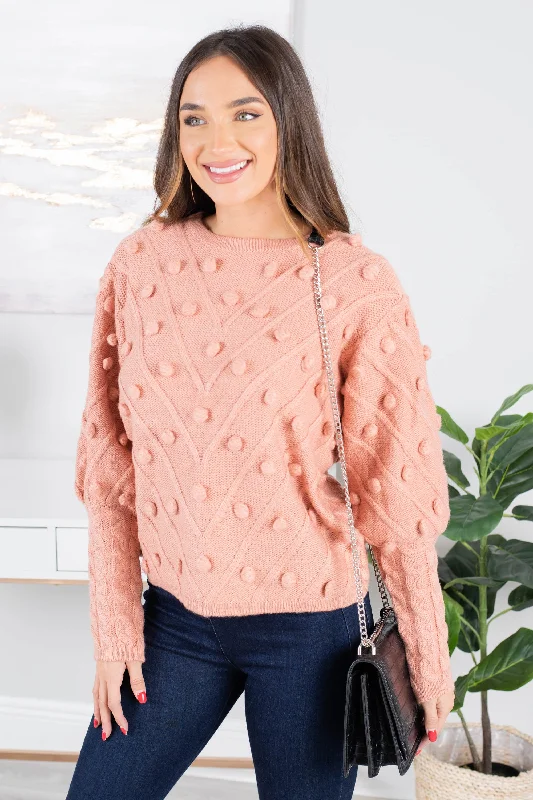 Now Or Never Blush Pink Pompom Sweater Elegant Women's Formal 