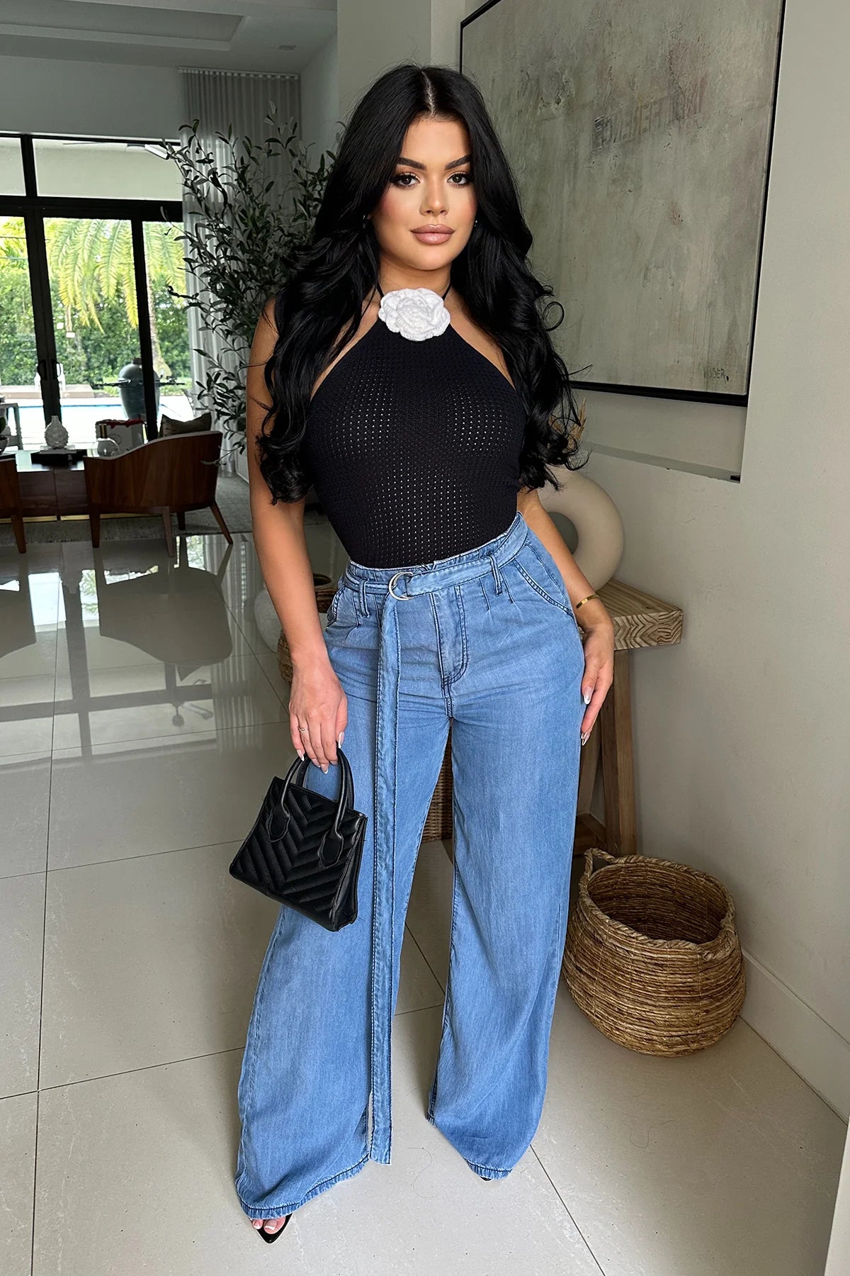 Blossoming Crop Top - Black Bold Women's Statement