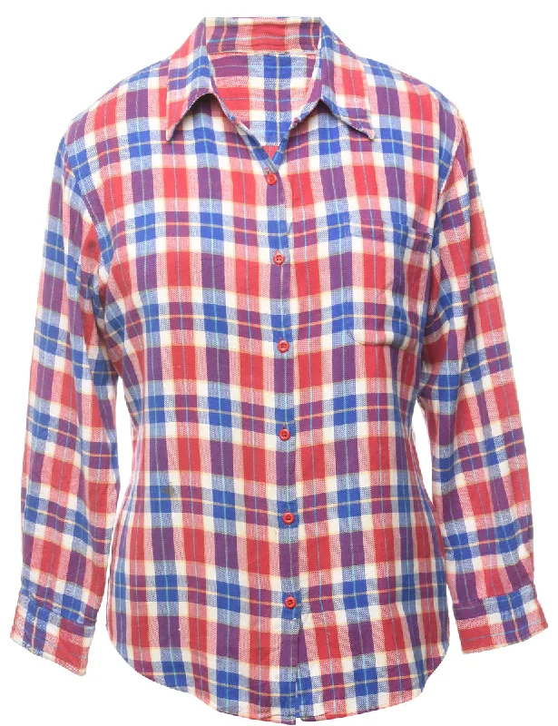 Button Front Checked Shirt - S Modern Women's 