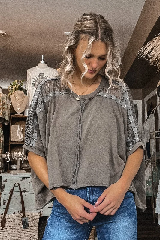 Trevor Charcoal Blouse Feminine Women's Soft 