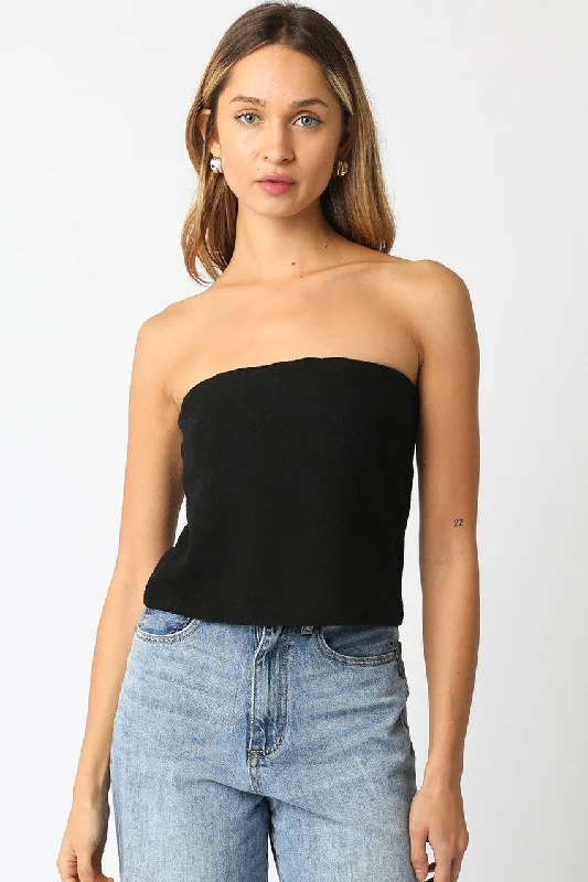 The Basics Knit Tube Top in Black Relaxed Women's Beachy