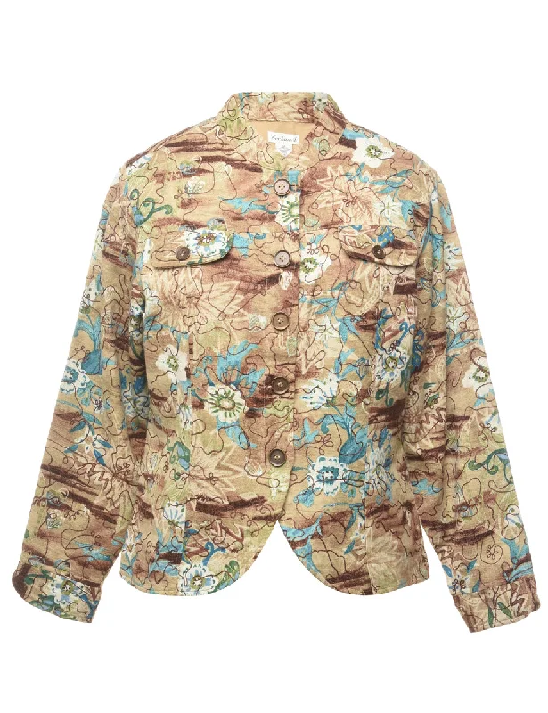 Bechame Floral Pattern Jacket - M Artistic Women's Hand - painted