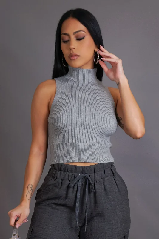 Trouble Crop Top - Grey Refined Women's Classic 