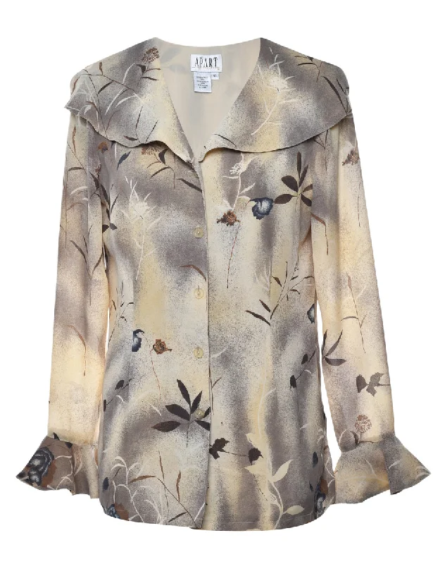 Floral Ruffled Blouse - M Traditional Women's 