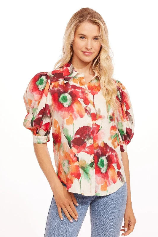 Palmira Top - Wild Poppies Hip Women's Retro