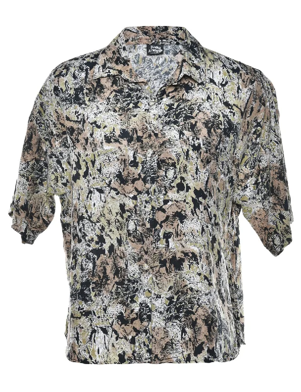 Abstract Print Blouse - M Polished Women's Silk