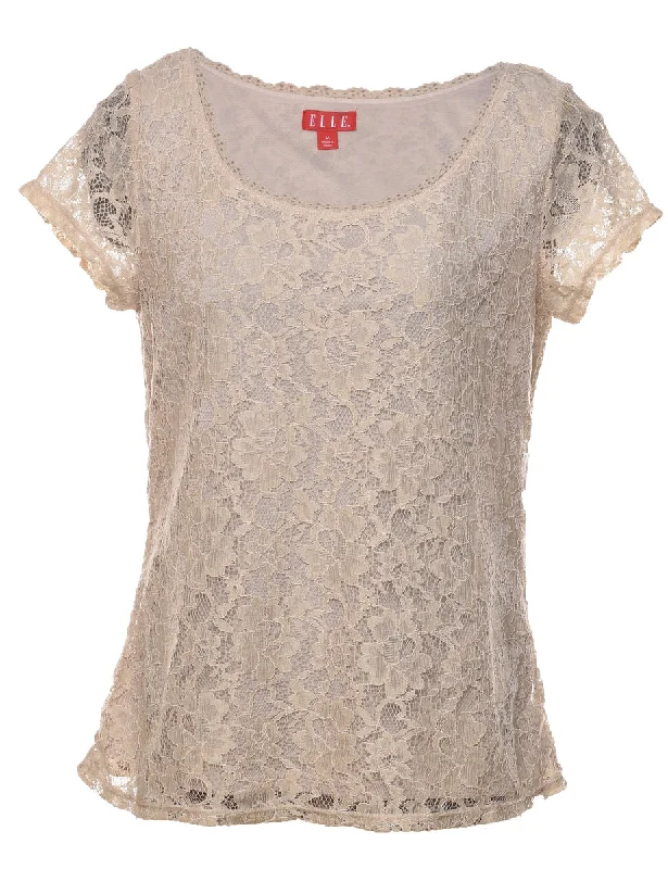 Floral Lace Top - M Sleek Women's Metallic