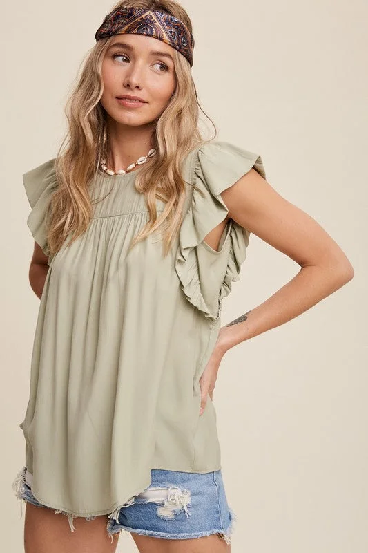 Ruth Sage Ruffle Blouse Dapper Women's 1920S