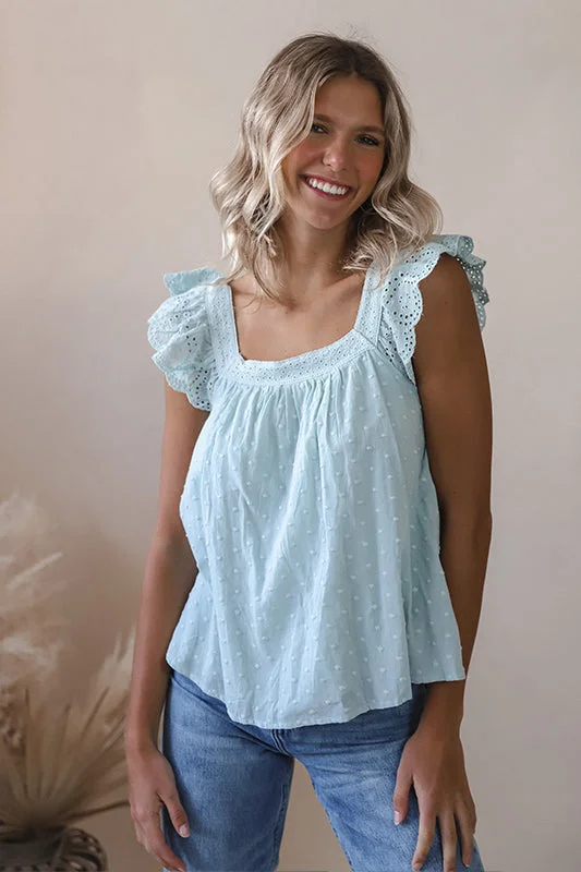 Powder Blue Eyelet Blouse garde