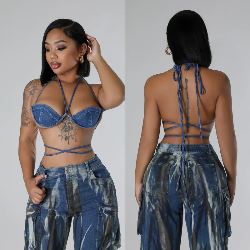 Athina Denim Bralette Sleek Women's 