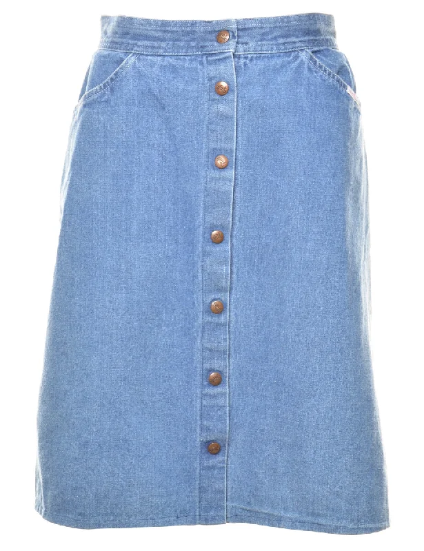 A-Line Denim Skirt - S Geometric