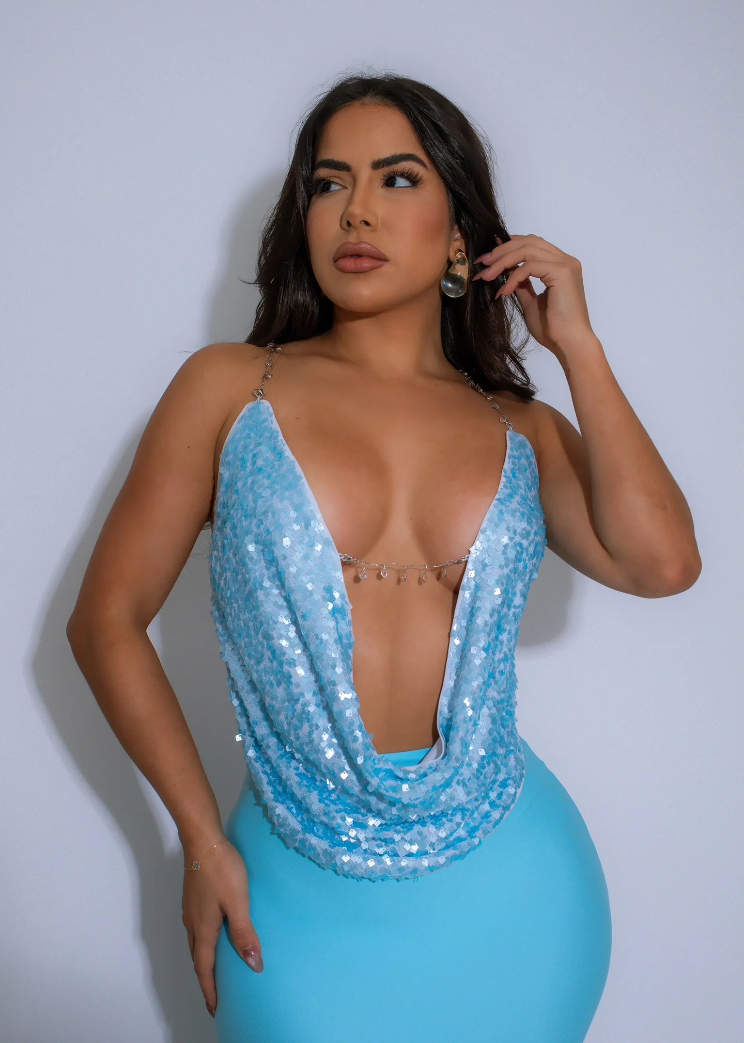 Sunday Affairs Crop Top - Blue Compression