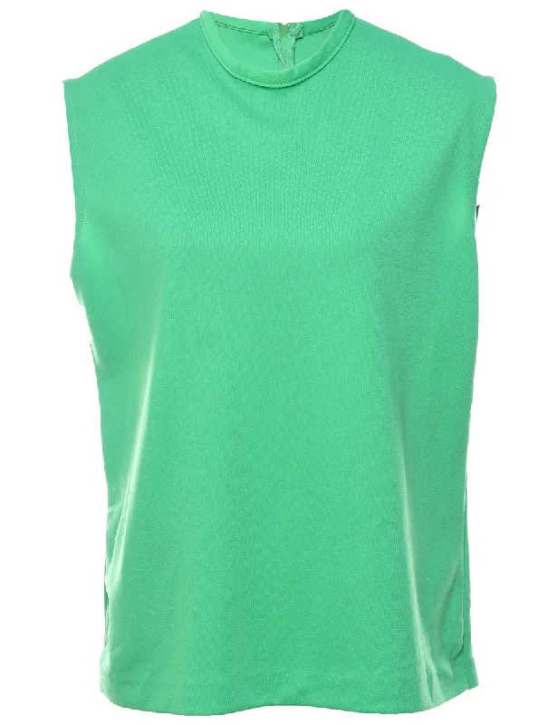 Sleeveless Green Top - L Unique Women's Upcycled