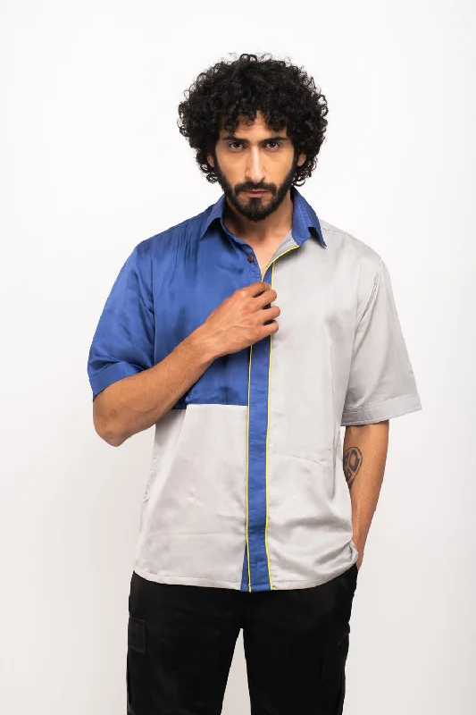 Grey-Blue Colorblocked Shirt Adventure