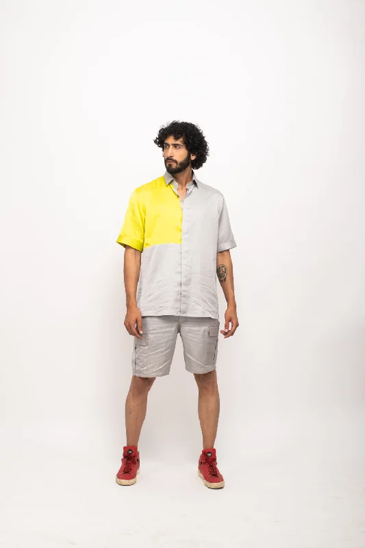Grey-Neon Colorblocked Shirt Earthy Women's Hemp - based