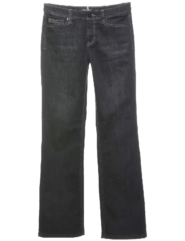 Black Straight Fit Jeans - W31 L34 Monochromatic Office Style