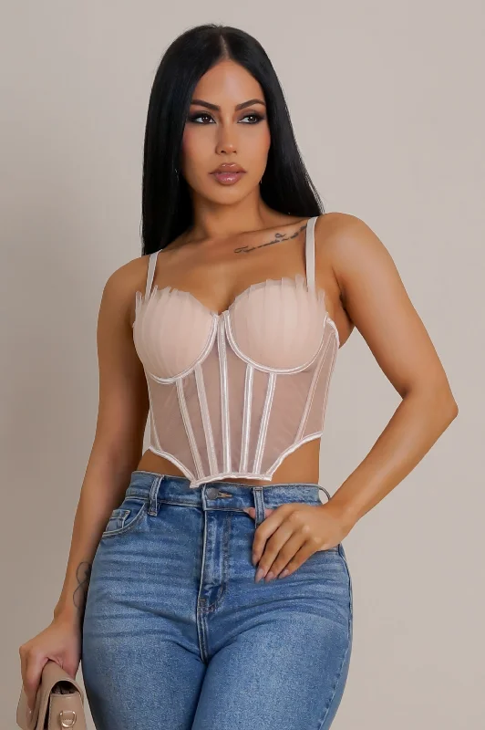Don't Get It Twisted Crop Top - Beige Refined Women's Velvet