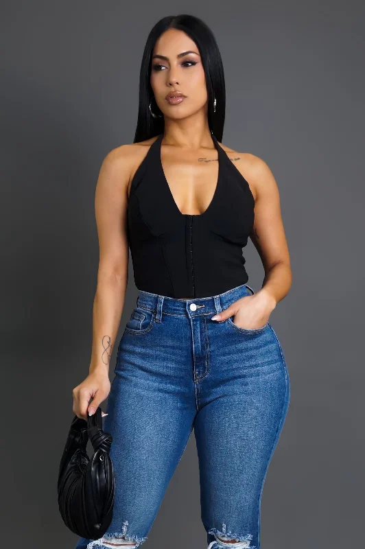 Tied Down Crop Top - Black Modern Women's Tech