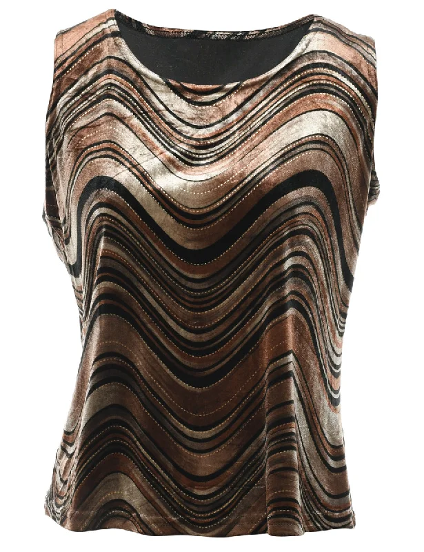 Patterned Velvet Evening Top - M Disco