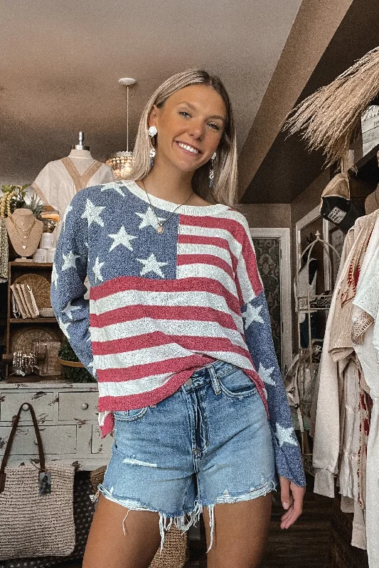 Stars & Stripes Sweater Youthful Women's Anime - inspired