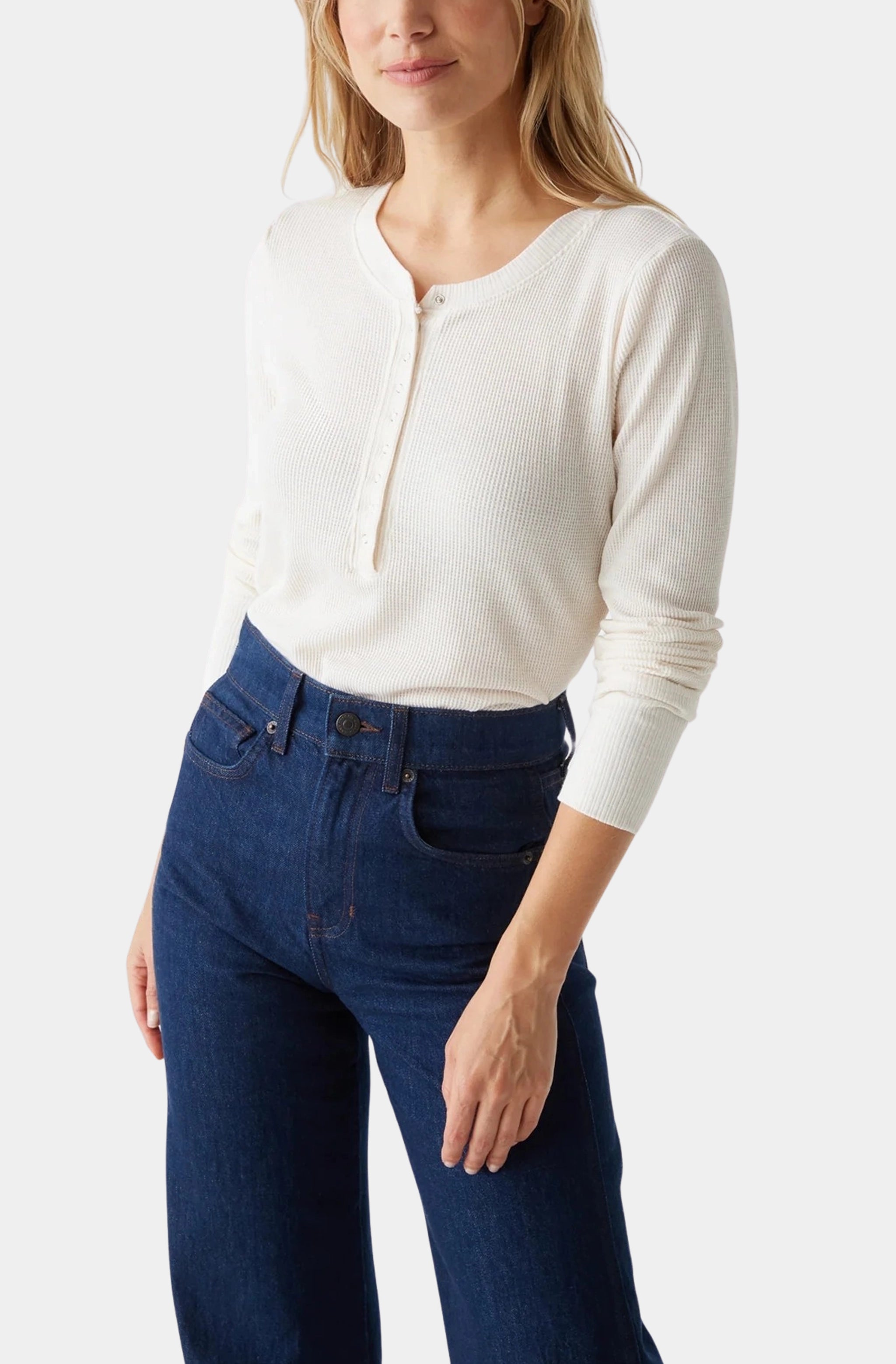 Natalie Hook And Eye Henley Tee Luxurious Women's High -  end