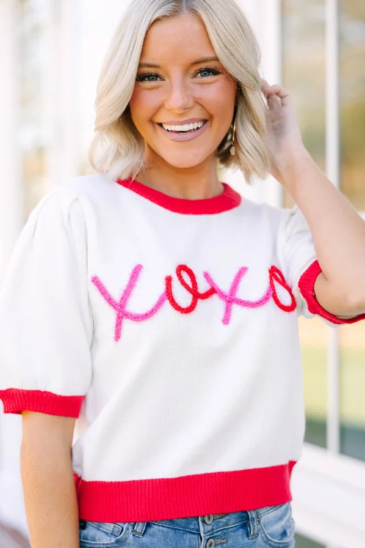 XOXO White Script Sweater Adventure