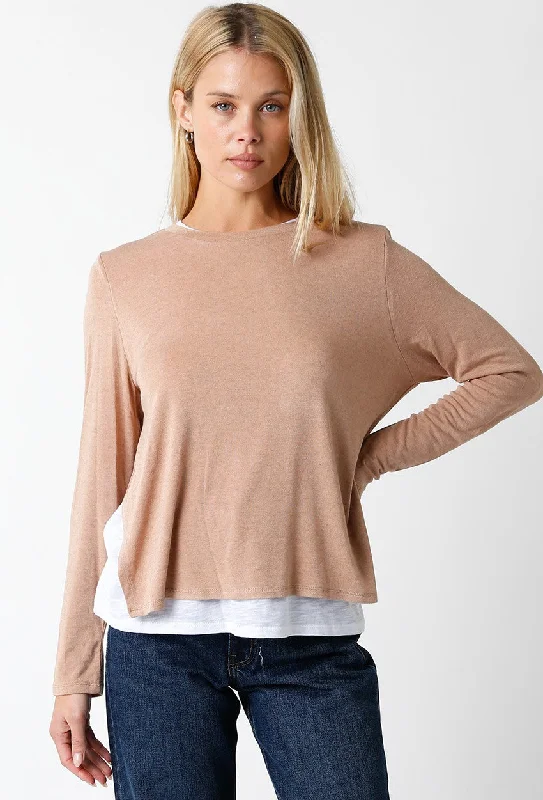 Brooke Double Layer Tee Sweater in Dark Blush Athletic Women's 