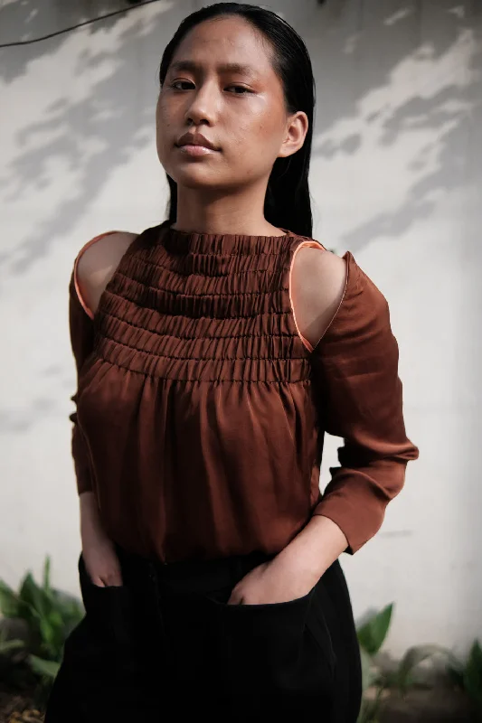 Shirred Pullover Top Earthy Women's Hemp - based