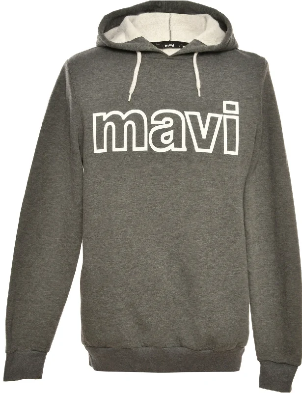 Grey Printed Hoodie - M Feminine Women's Soft 