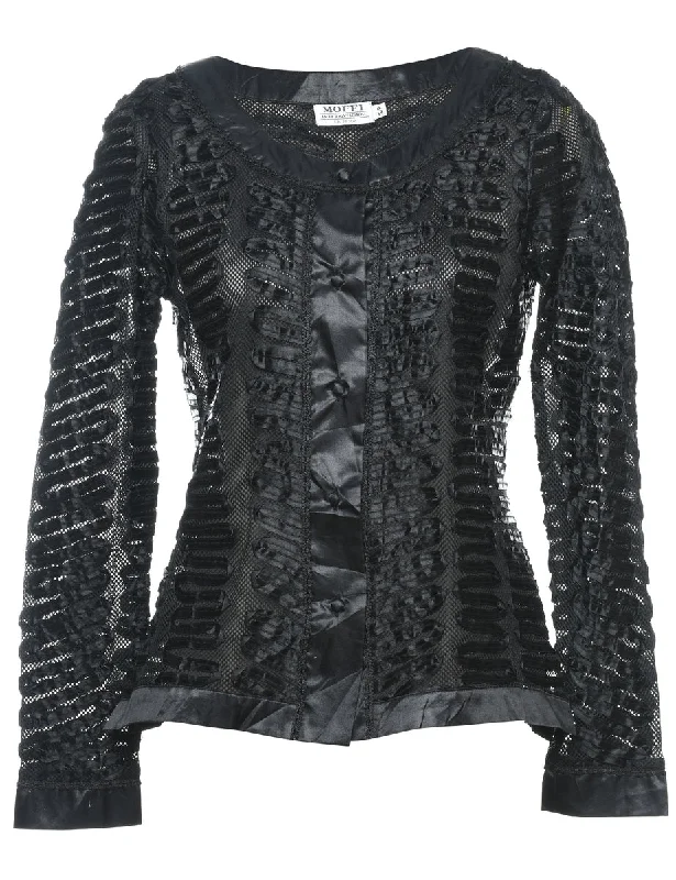 Black Evening Blouse - S Elegant Women's 