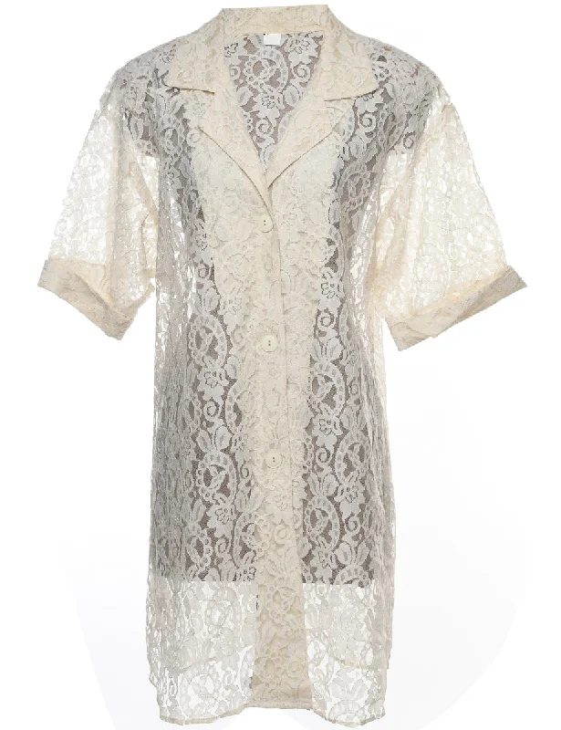 Classic White Lace Evening Blouse - M Practical Women's Multi - 