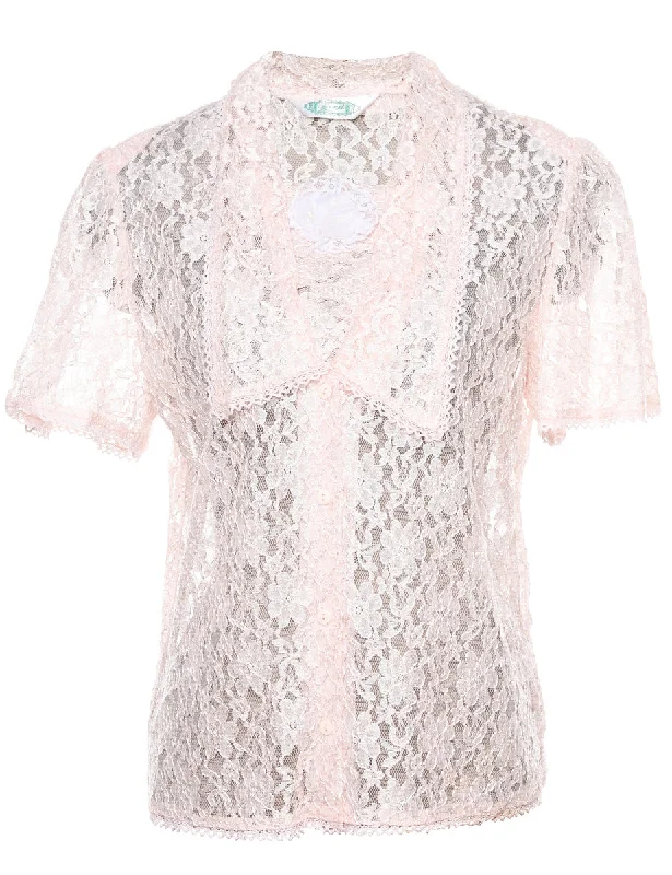 Floral Lace Short Sleeve Evening Blouse - M Tough Women's Military - inspired