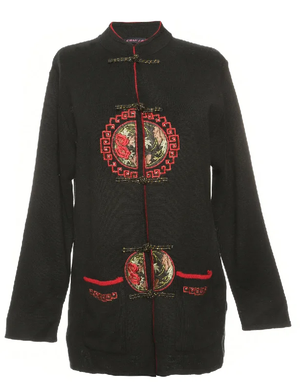 Black Embroidered Cardigan - M Country