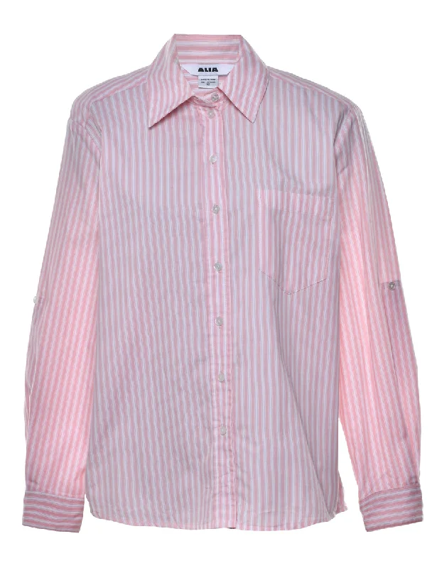 Pale Pink Striped Shirt - L Sophisticated Women's 